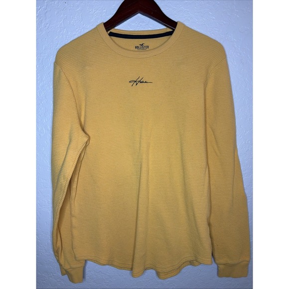Hollister Other - Men's Hollister Yellow Waffle Pullover Sweater, Size Large